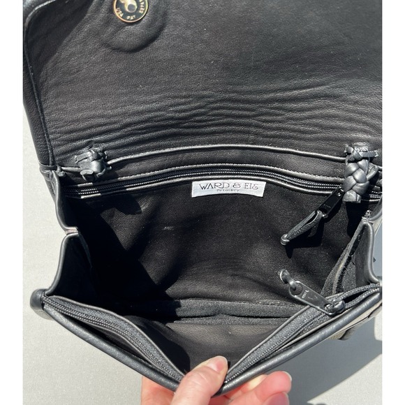 Vtg Ward & Eis Petoskey Leather Crossbody Bag Basketweave Embossed Braided Strap - Picture 8 of 16